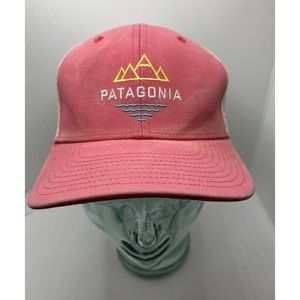 Patagonia P-6 Logo Trucker Hat Pink Brim White Mesh Snap Back OS #1202